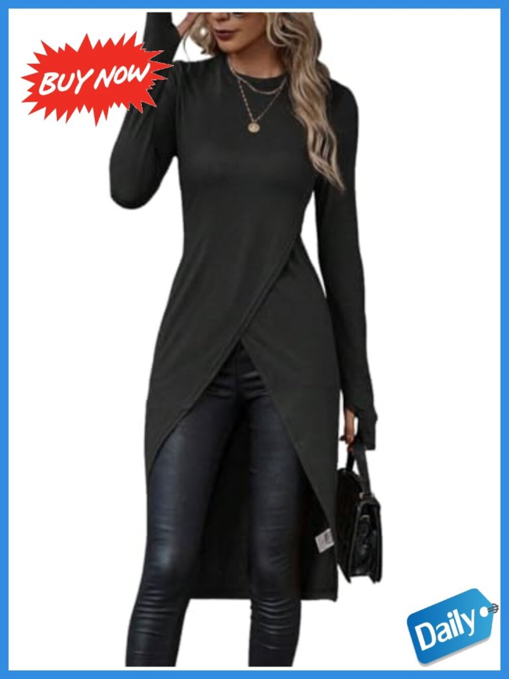 Women's Asymmetrical High Low Long Sleeve T-Shirt Stretch Slim Fit Top